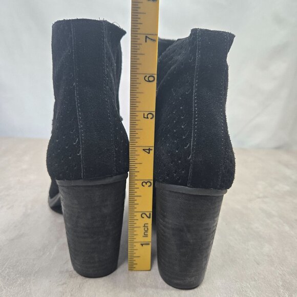 Steve Madden Ankle Boots Womens 7 Black Suede Chunky Block Heel Western Booties - Picture 5 of 10